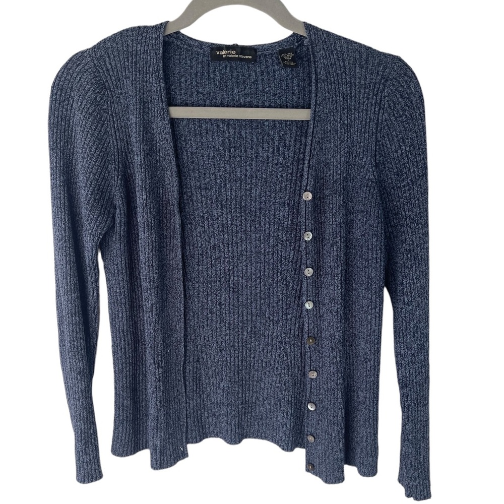 Valerie Stevens blue button down cardigan